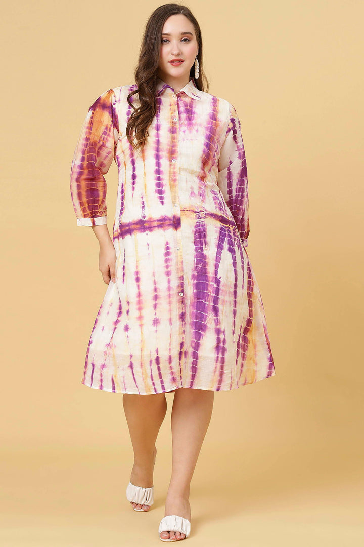 Curvy Lane Women Plus Size Tie and Dye Print Multicolor Adjustable Dress - Curvy Lane