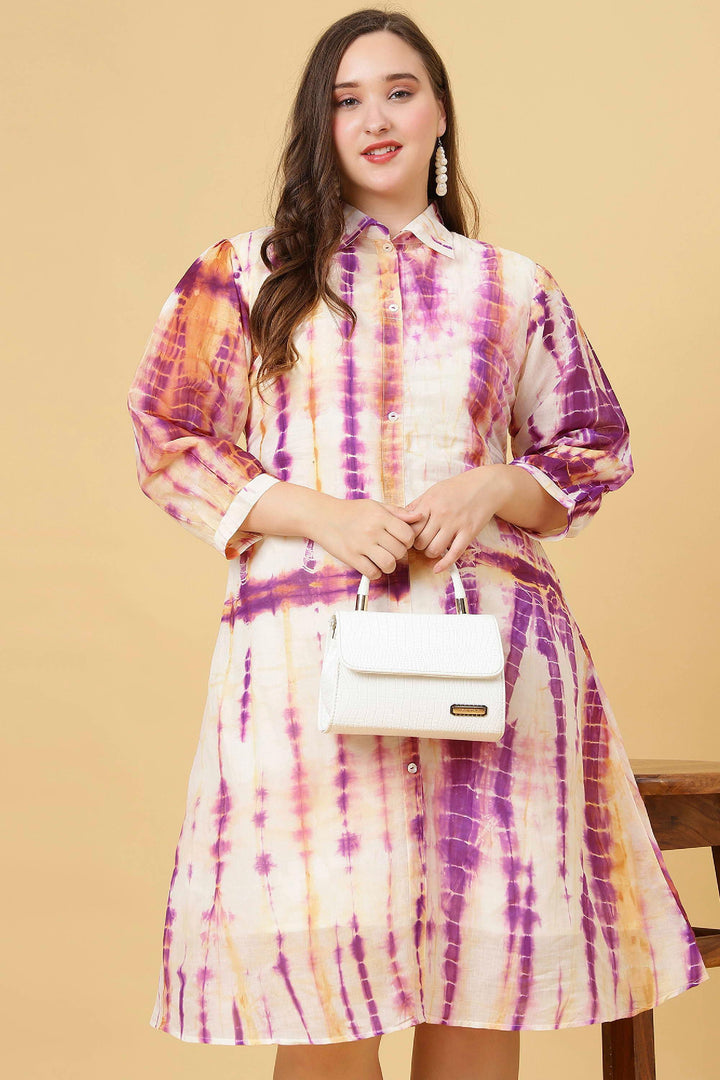 Curvy Lane Women Plus Size Tie and Dye Print Multicolor Adjustable Dress - Curvy Lane