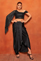Jet Black Drape Skirt And Sequin Crop Top Co-ord Set