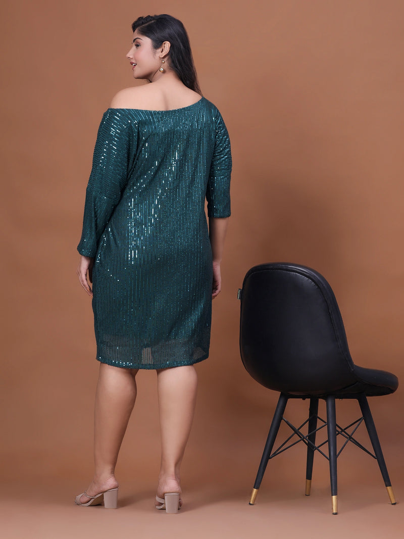 Lycra sequin knee-length dress for curvy women