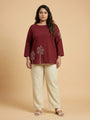 Maroon Cotton Dori Work Top for Women
