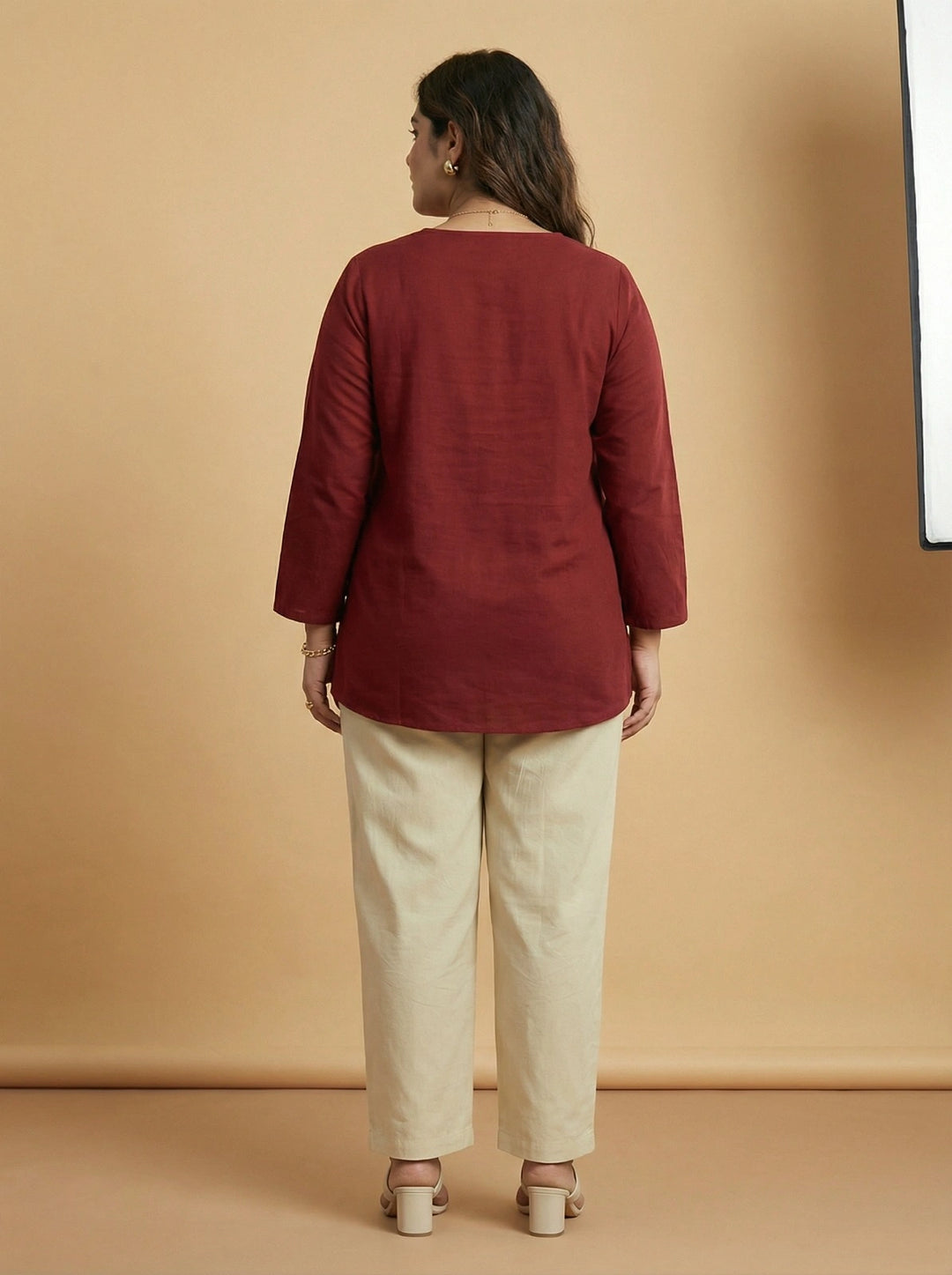 Maroon Cotton Dori Work Top for Women