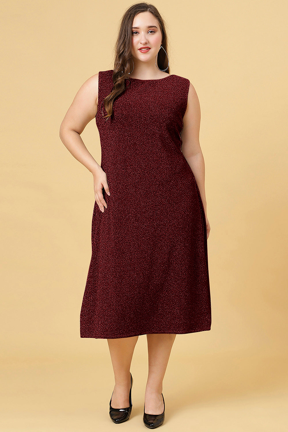 Maroon Color Shimmer Party Wear Long Dress For Women