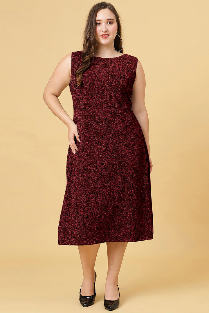 Maroon Color Shimmer Party Wear Long Dress For Women