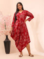 Maroon asymmetric dress for women
