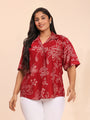 Maroon bandhani top design with collar