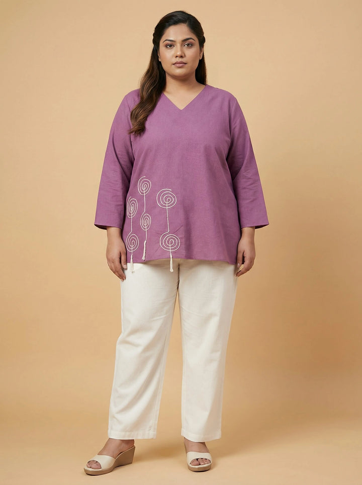 Mauve Cotton Dori Work Casual Top Women