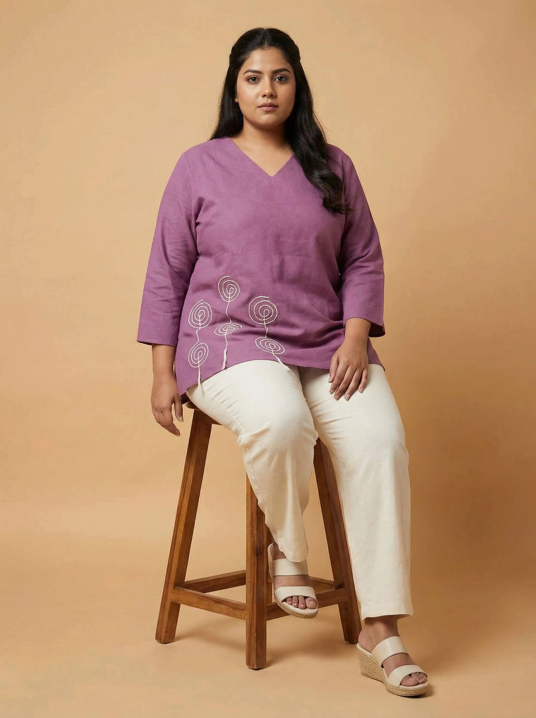 Mauve Cotton Dori Work Casual Top Women