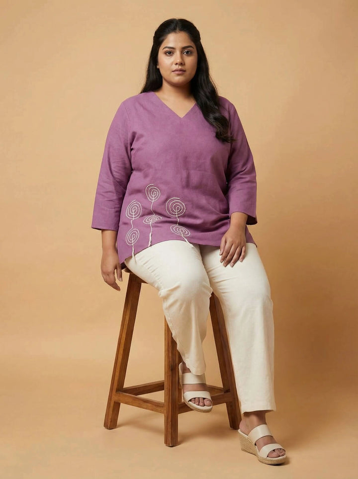 Mauve Cotton Dori Work Casual Top Women