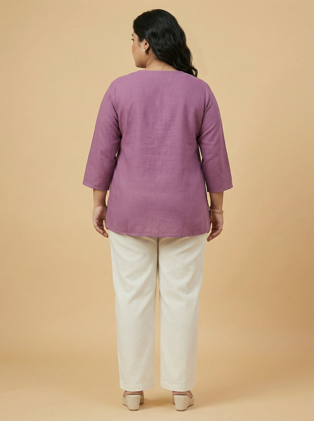 Mauve Cotton Dori Work Casual Top Women