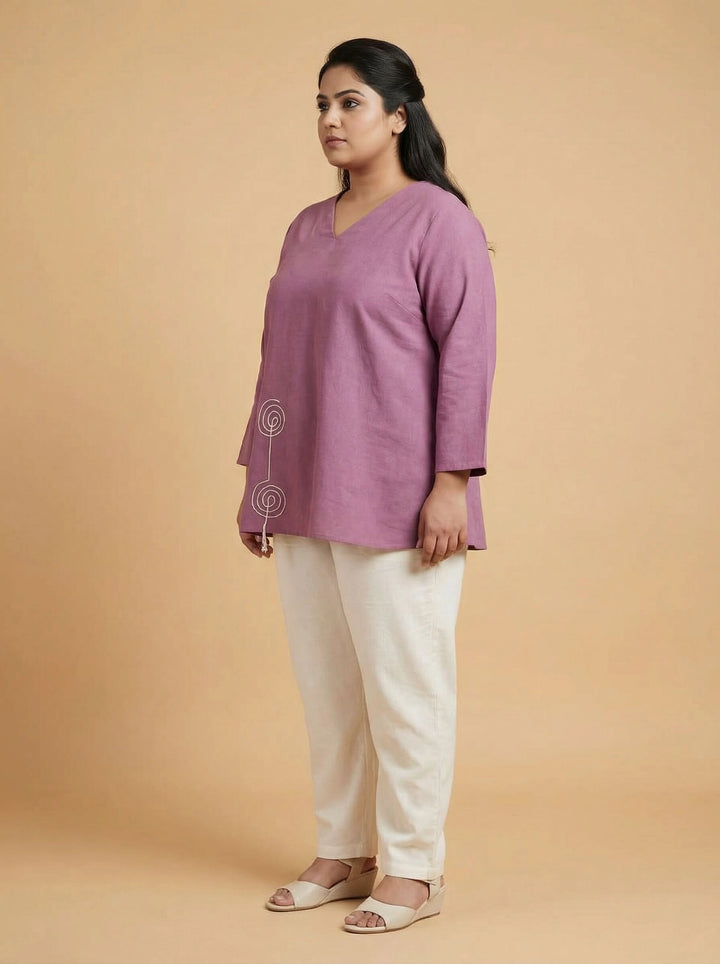Mauve Cotton Dori Work Casual Top Women