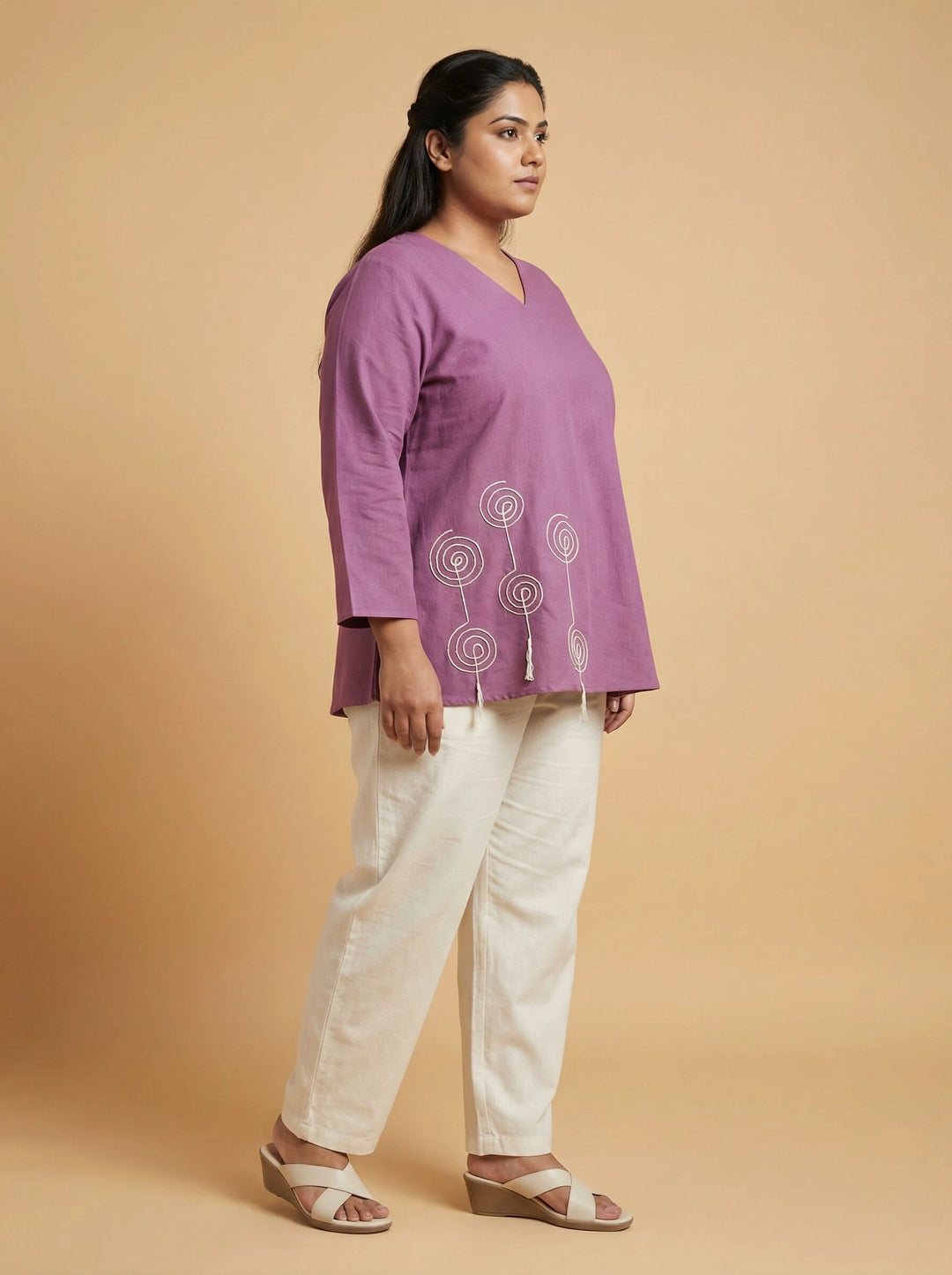 Mauve Cotton Dori Work Casual Top Women