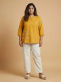 Mustard Cotton Dori Work Top For Women