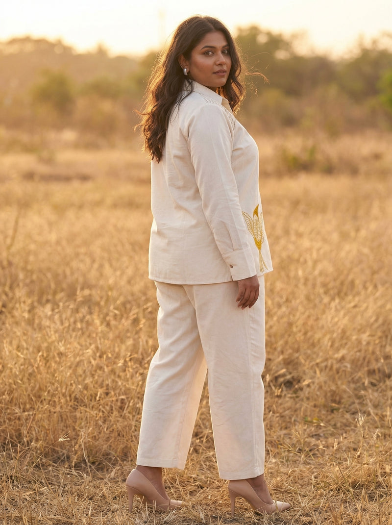 Natural Cotton Off-white Resort Wear Shirt