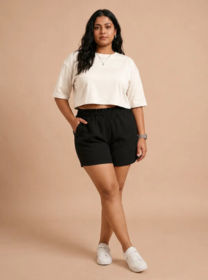 Black Stylish Cotton Shorts for Women
