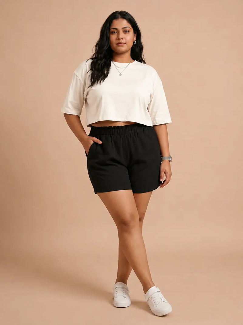 Black Stylish Cotton Shorts for Women
