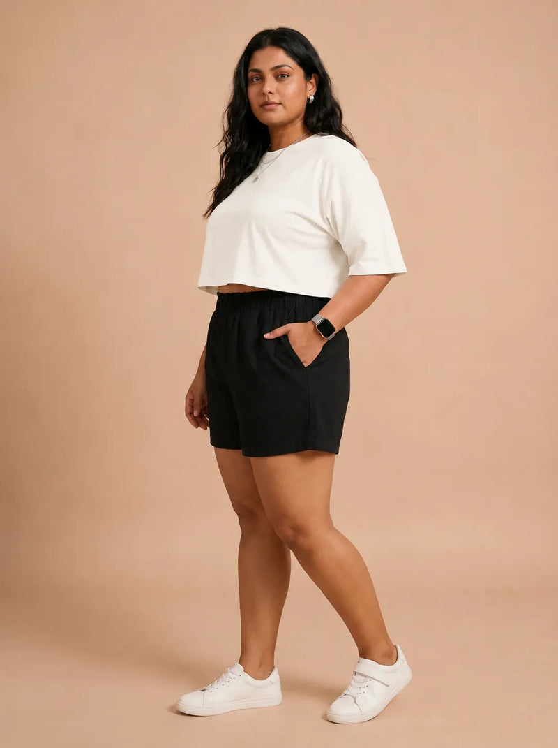 Black Stylish Cotton Shorts for Women