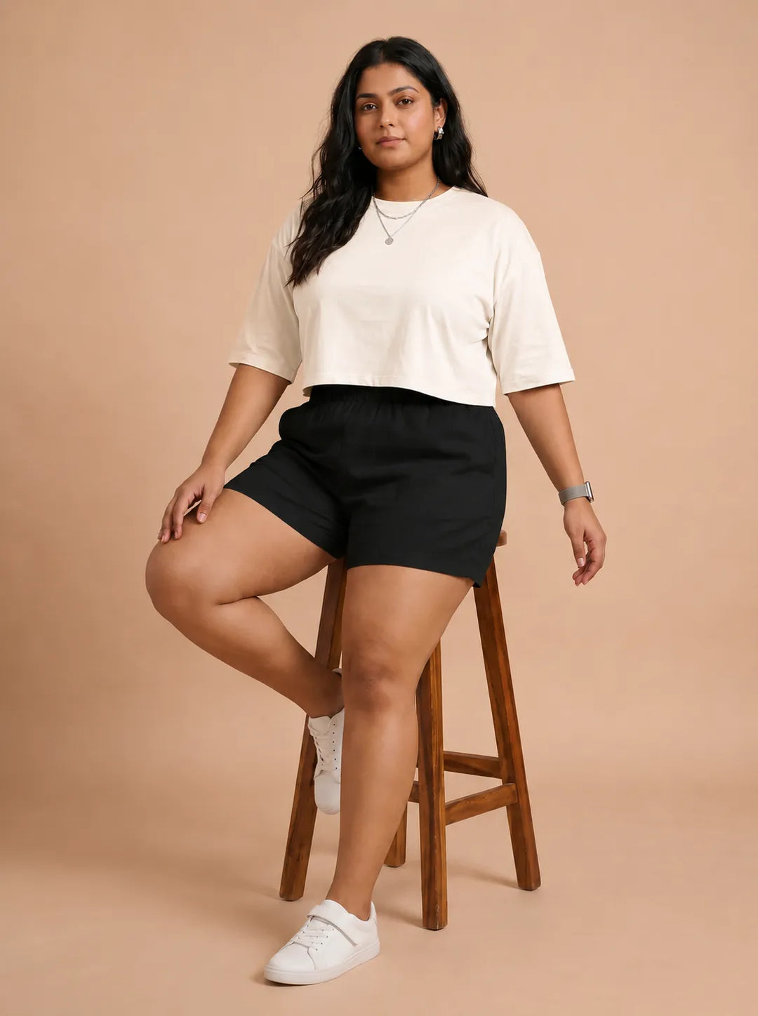 Black Stylish Cotton Shorts for Women