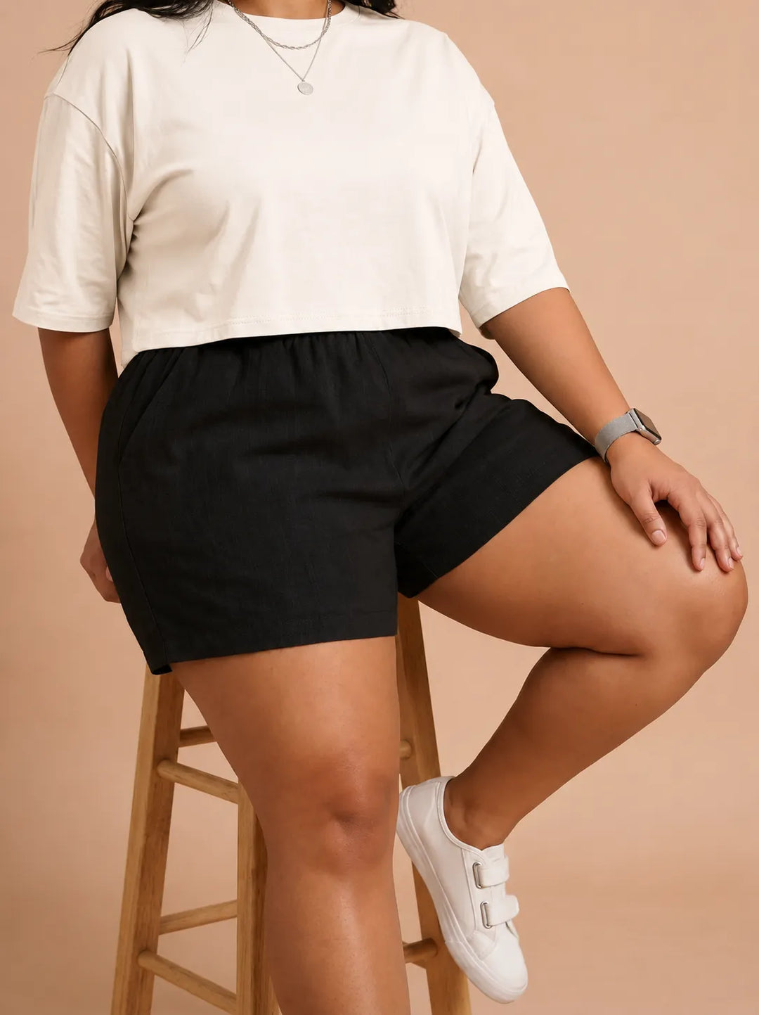 Black Stylish Cotton Shorts for Women