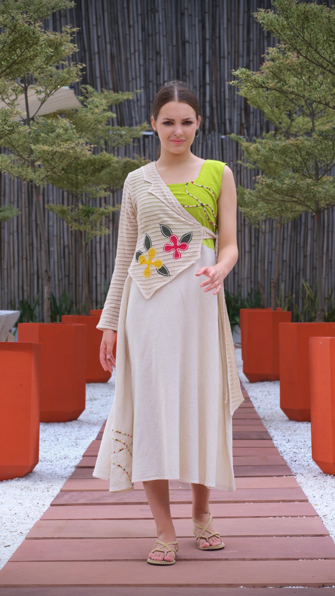 Indo-western dress for ladies with one-shoulder jacket Indo-western dress for ladies with one-shoulder jacket