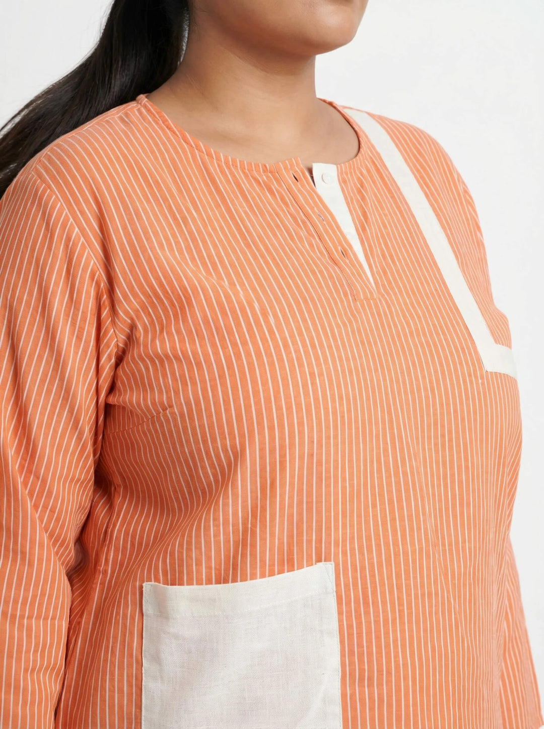Orange Striped Cotton Summer Top Women