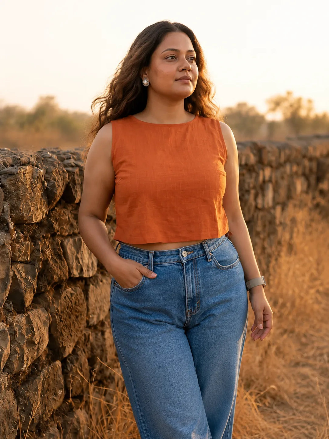 Orange Stylish Top for Women