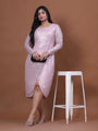 Pink Overlap Sequin Dress For Women