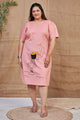 Pink Plus Size Dress with Puff Sleeves