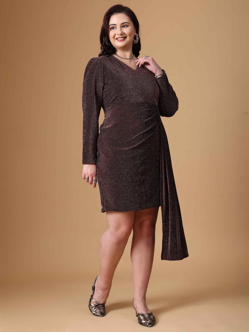 Pink Wine V-Neck Bodycon Dress 2025