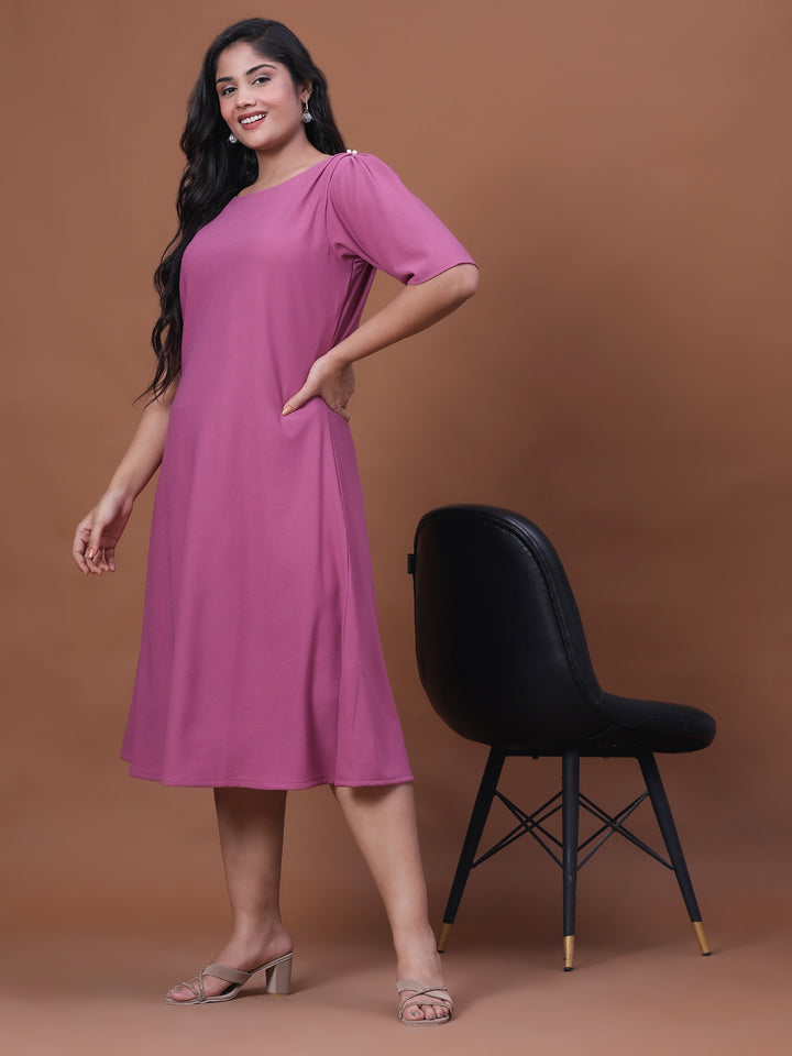 Pink half sleeve party wear dress women