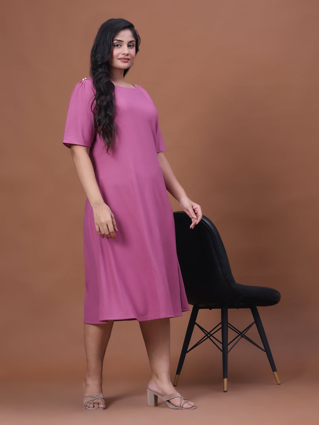 Pink lycra party wear dress women