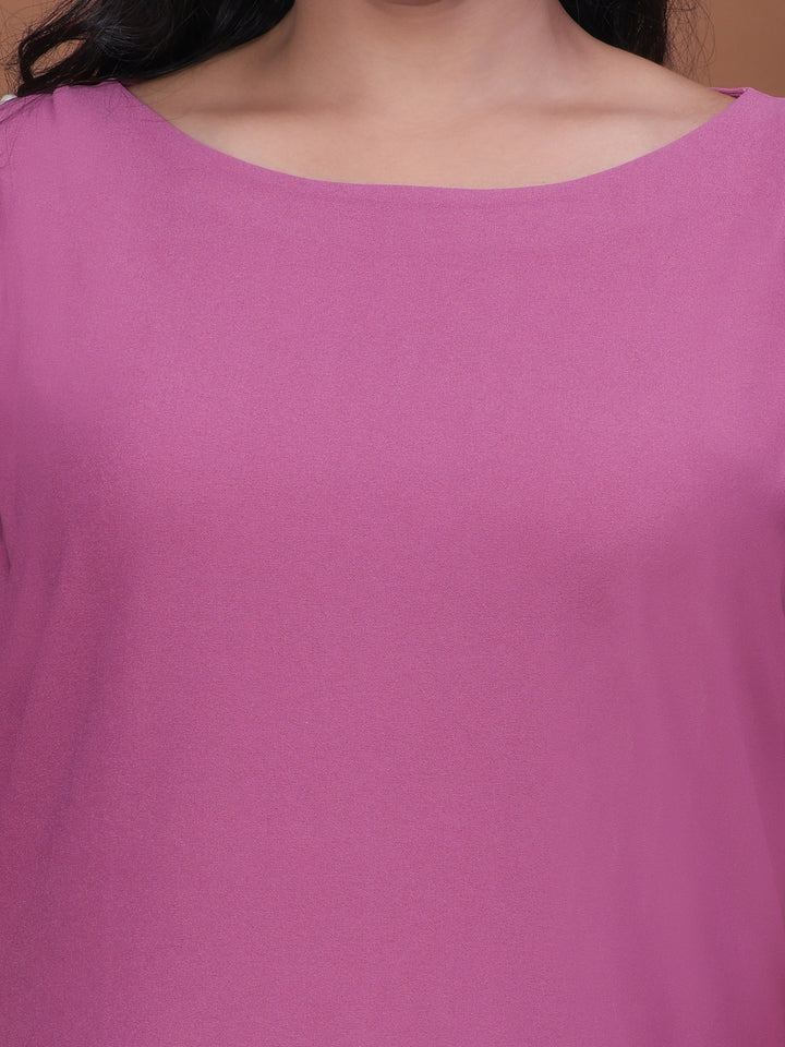 Pink round neck party wear dress women