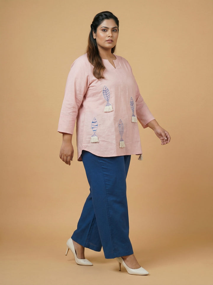 Pink Handpainted Plus Top