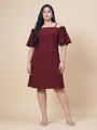 Maroon A-Line Off-Shoulder Party Wear Dress
