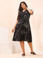 Black Cotton Dress with Cord Embroidery