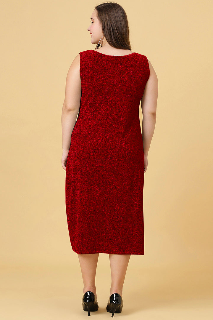 Plus Size Party Wear Shimmer Long Dress for Women Back Side