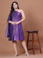 Purple One Shoulder Plus Size Party Dress
