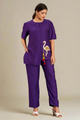 Purple Silk Cotton Solid Asymmetric Co-Ord Set