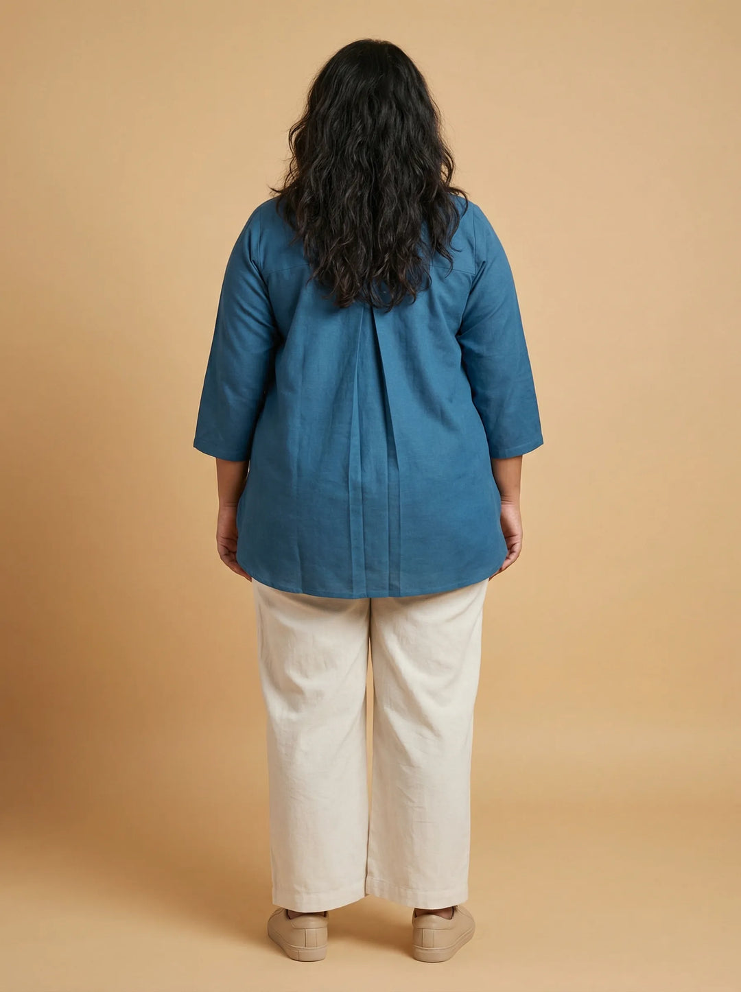 Peacock Blue Cotton Casual Top