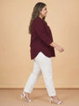 Curvy Lane Women Plus Size Notch Collar High Low Top