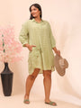 Sage green women's casual wear shirt dress