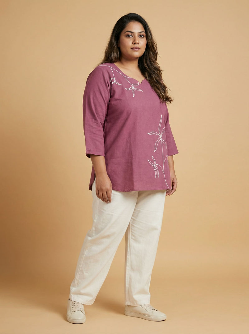 Plus Size Rouge Pink Cotton Top