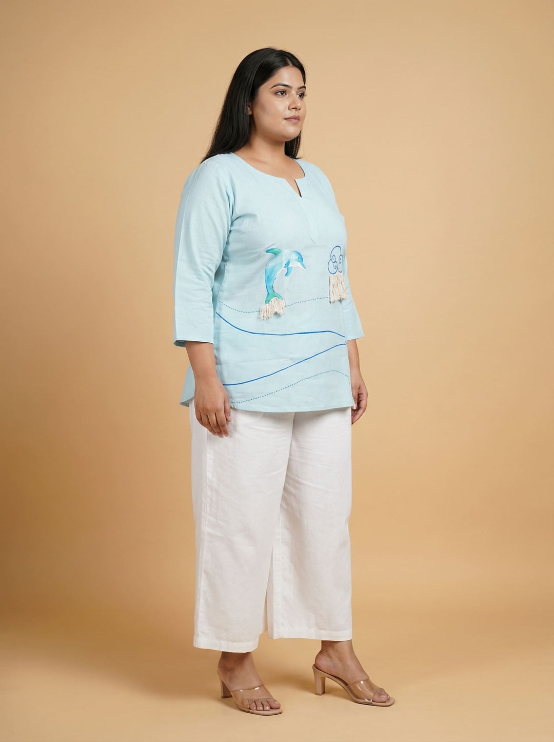 Sky Blue Hand Painted Top