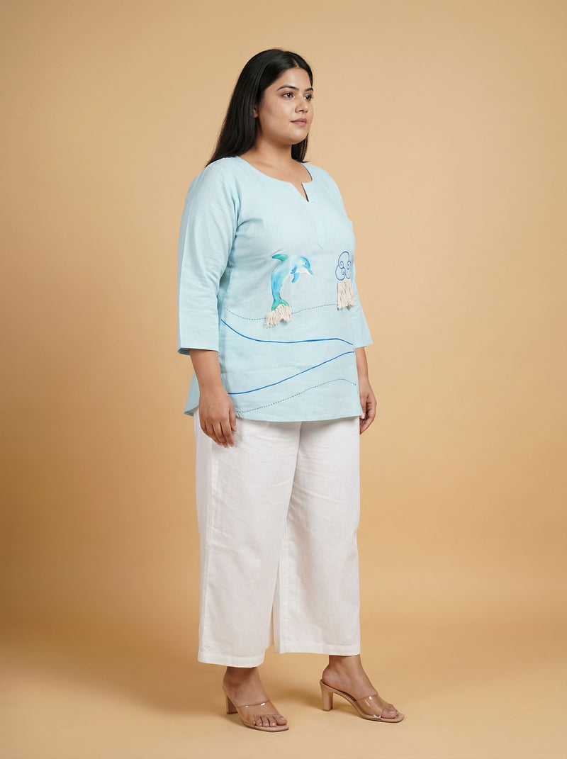 Sky Blue Hand Painted Top