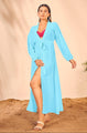 Sky Blue Bishop Sleeves Beach Wear Cover Up Dress