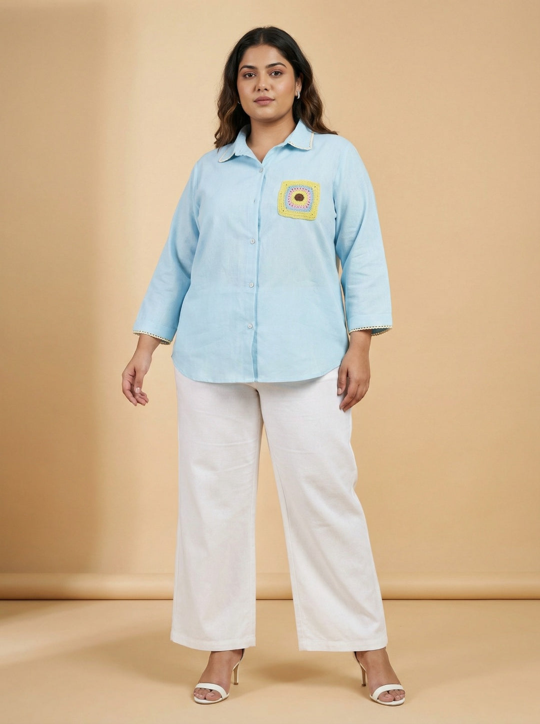 Sky blue casual shirt for women