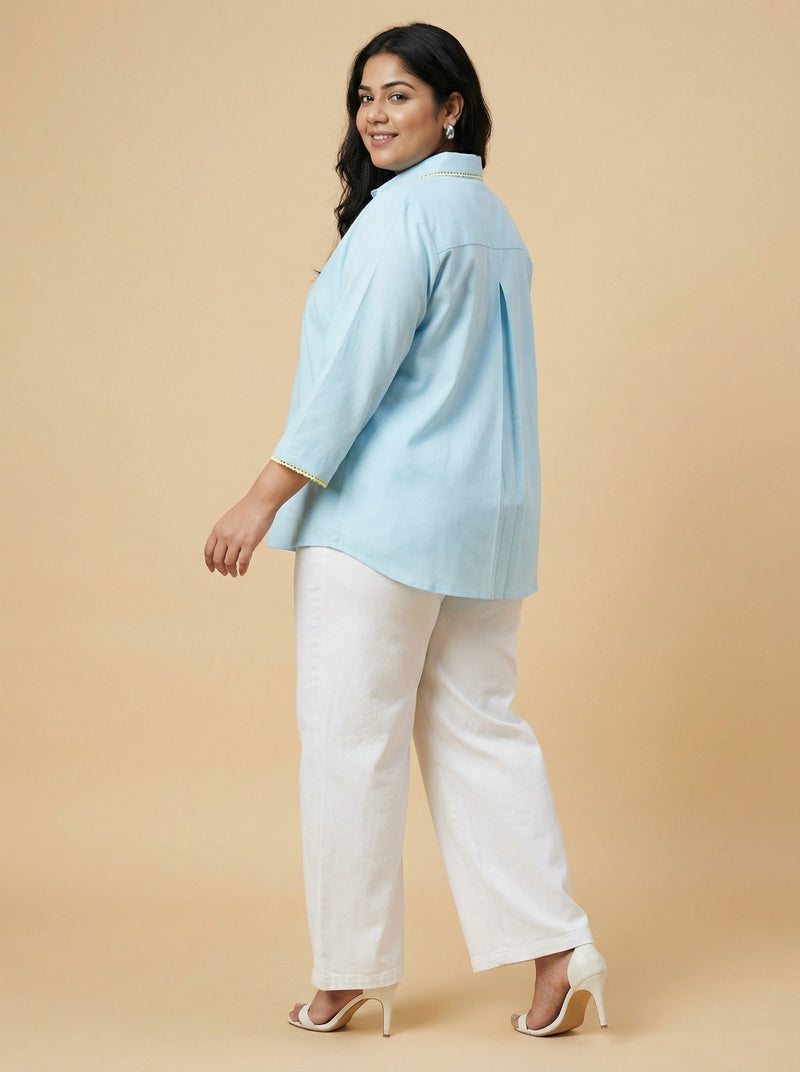 Sky blue casual shirt for women