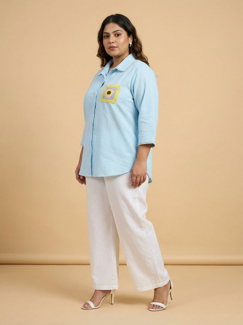 Sky blue casual shirt for women
