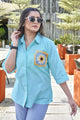 Sky blue casual shirt for women