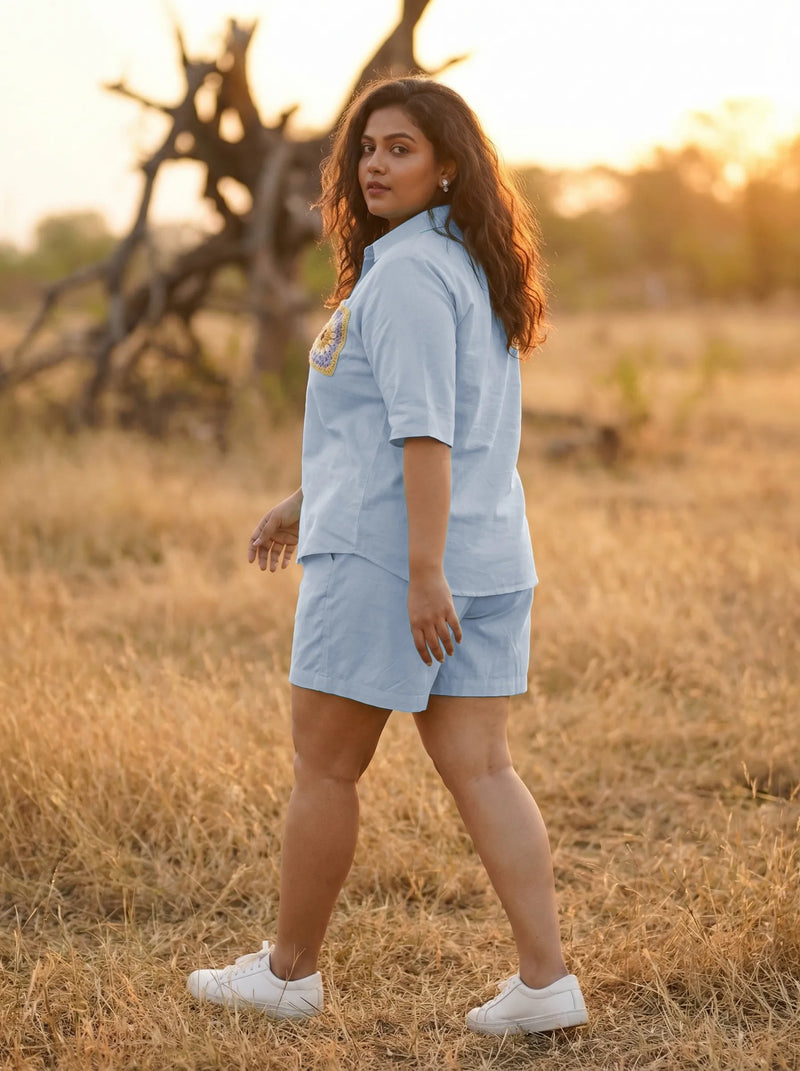 Sky blue resort casual wear for women
